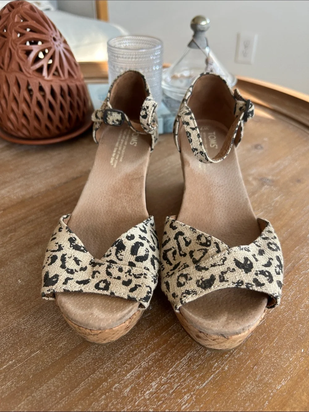 Toms Leopard Print Ankle-Strap Wedge Sandals - Natural/Black